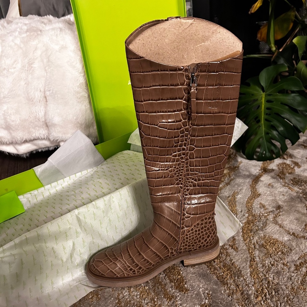 Sam Eldeman Fable, Cedar Crocodile Leather Knee High Boots
